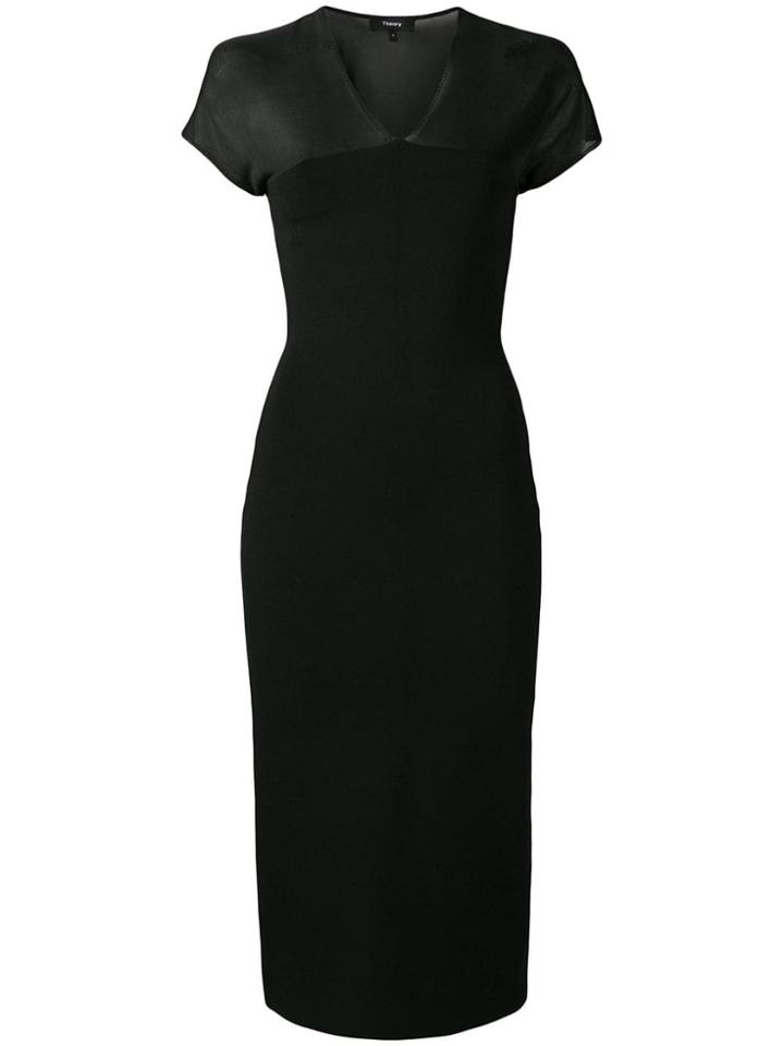 Theory Sheer Top Midi Dress - Black
