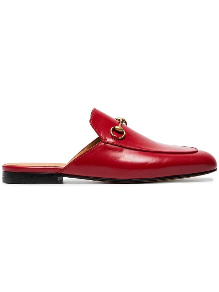 Gucci Red Princetown Leather Mules
