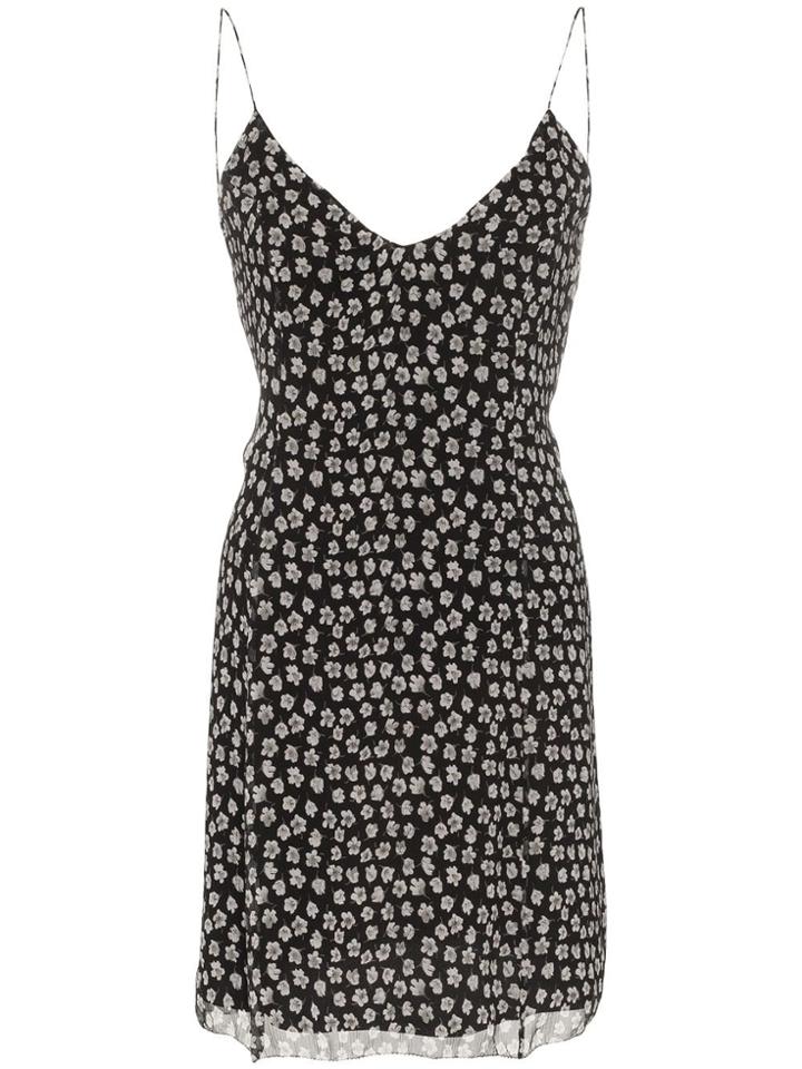 Amiri Sleeveless Floral Print Silk Slip Dress - Black