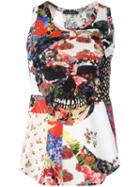 Alexander Mcqueen Floral Skull Print Tank Top, Women's, Size: 42, Cotton