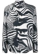 Just Cavalli Distorted Zebra Pattern Shirt - Black