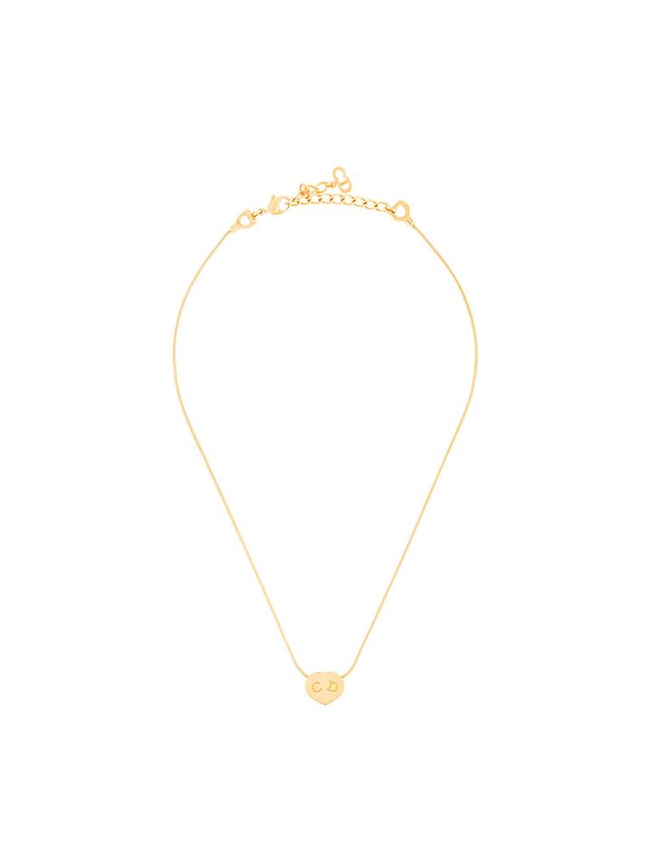 Christian Dior Vintage Heart Logo Necklace - Metallic