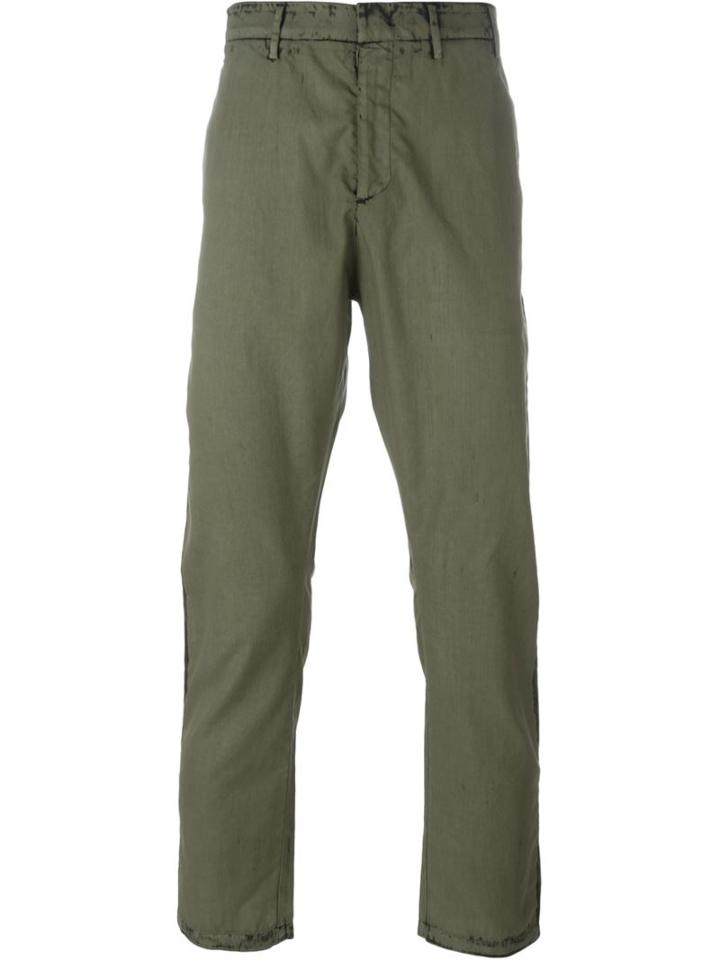 No21 Distressed Chino Trousers, Men's, Size: 52, Green, Cotton