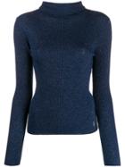 Patrizia Pepe Glitter Detail Turtleneck Sweater - Blue