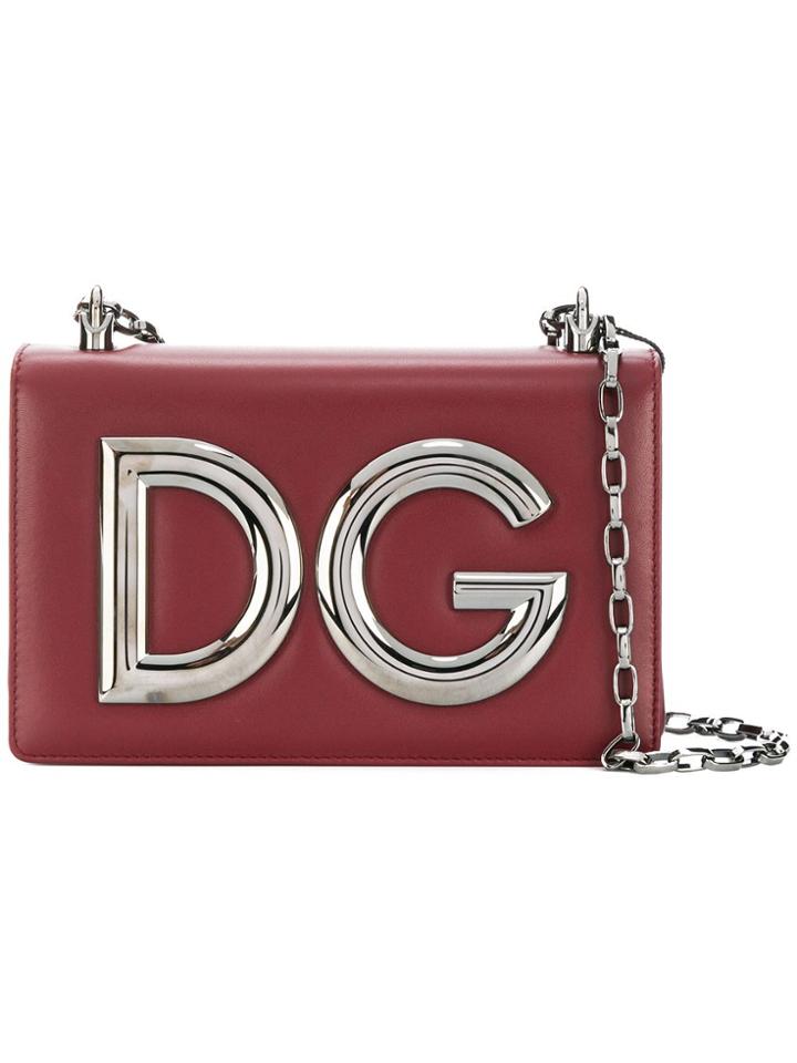Dolce & Gabbana Logo Plaque Clutch Bag - Red