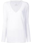 Allude Deep V-neck Knitted Top, Women's, Size: Xs, White, Wool/cashmere