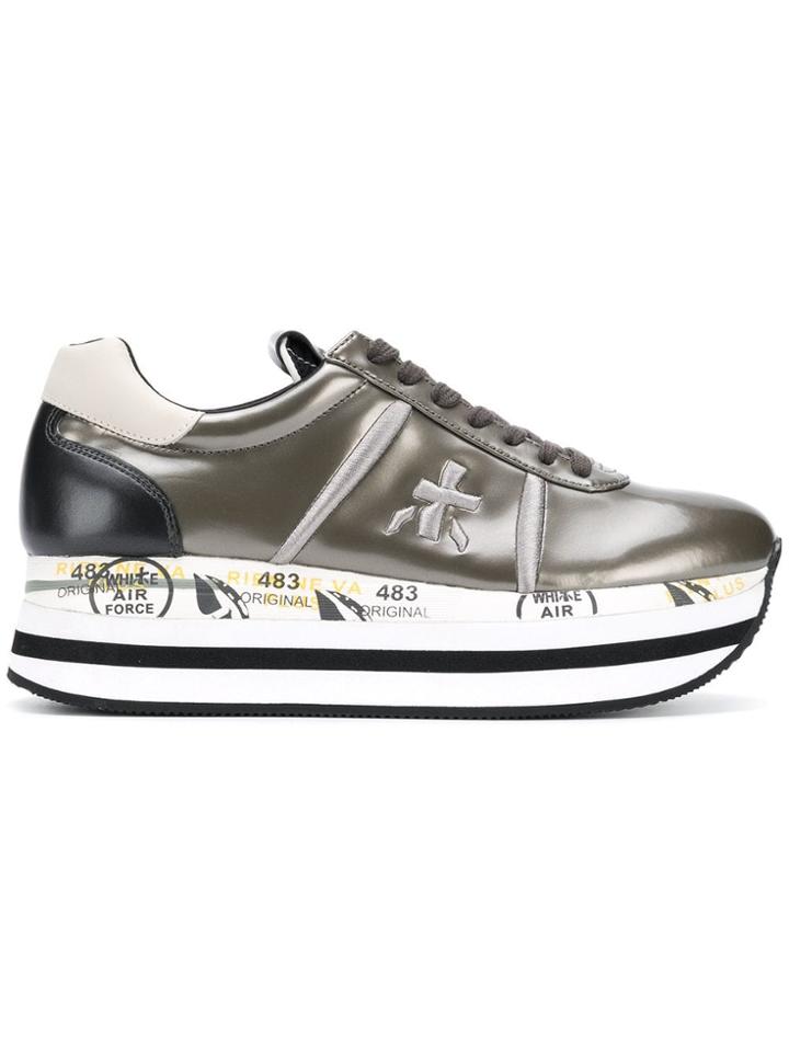 Premiata Platform Stripe Sole Trainers - Grey