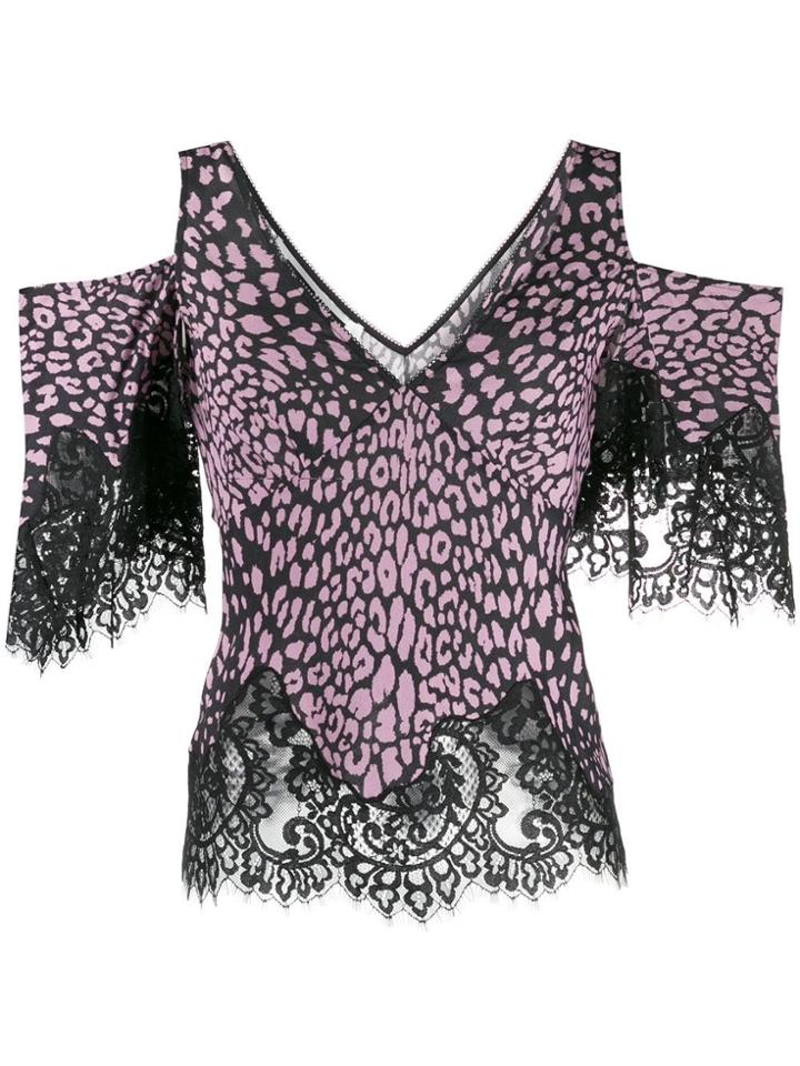 Mcq Alexander Mcqueen Cold-shoulder Printed Top - Pink
