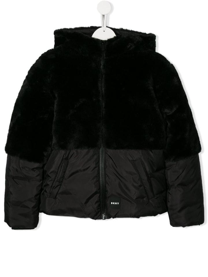Dkny Kids Teen Bi-material Jacket - Black