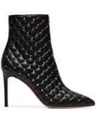 Valentino Black Rockstud Quilted Leather Ankle Boots