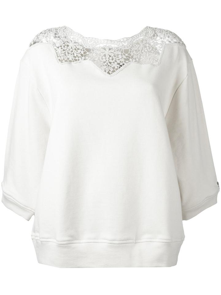 Twin-set Lace Neck Blouse, Women's, Size: Small, Nude/neutrals, Cotton