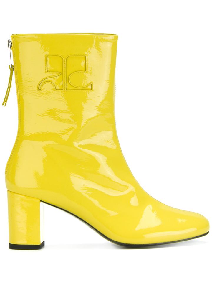 Courrèges Retro Zipped Ankle Boots - Yellow & Orange