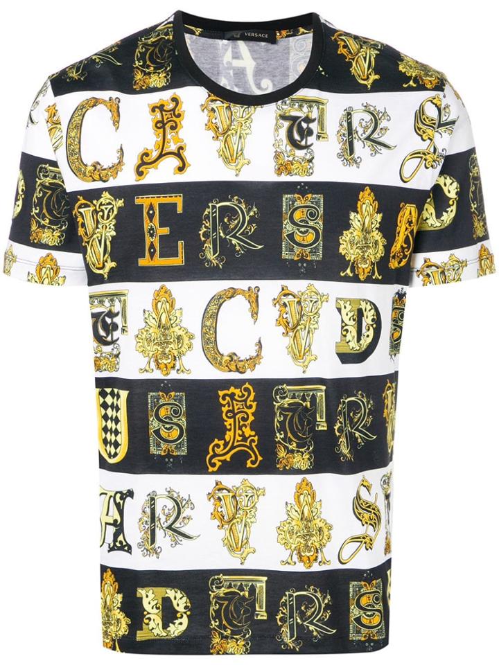 Versace Striped Printed T-shirt - White