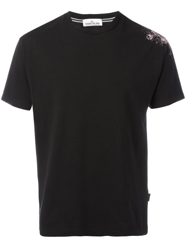 Stone Island Logo Print T-shirt, Men's, Size: Medium, Black, Cotton