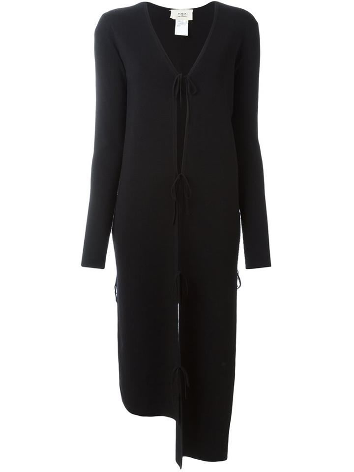 Ports 1961 V-neck Long Cardigan, Women's, Size: Medium, Black, Wool