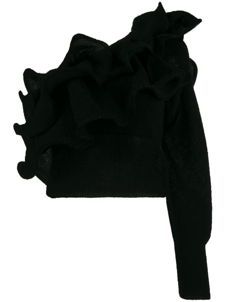 Laneus Ruffled One Shoulder Jumper - Black