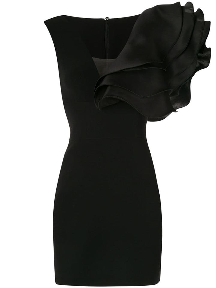 Isabel Sanchis Oversized Ruffle Dress - Black