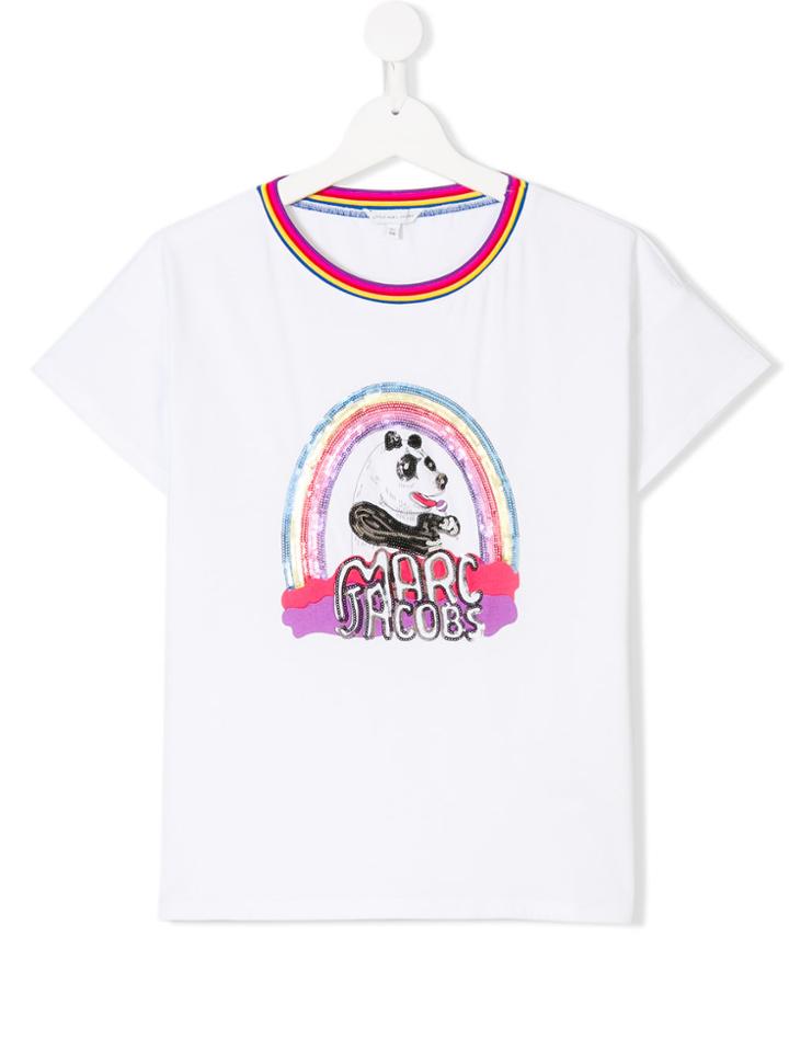 Little Marc Jacobs Sequinned Panda T-shirt - White