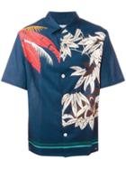 Valentino Floral Print Shirt, Men's, Size: 39, Blue, Cotton