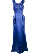 William Vintage Brocade Evening Gown - Blue