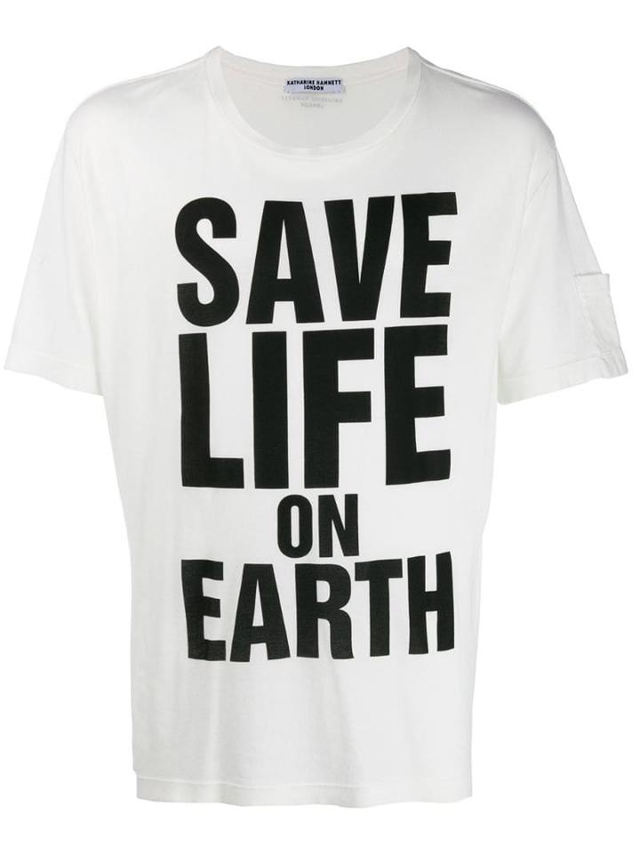 Katharine Hamnett London Printed 'save Life On Earth' T-shirt - White