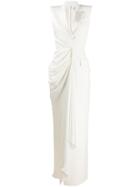 Alexander Mcqueen Draped Tuxedo Gown - White