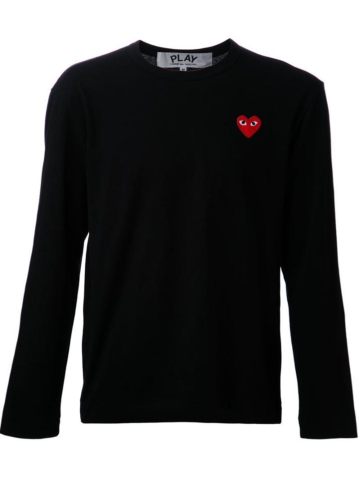 Comme Des Garçons Play Embroidered Heart T-shirt, Men's, Size: Small, Black, Cotton
