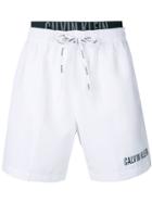 Calvin Klein Underwear Logo Print Swim Shorts - White