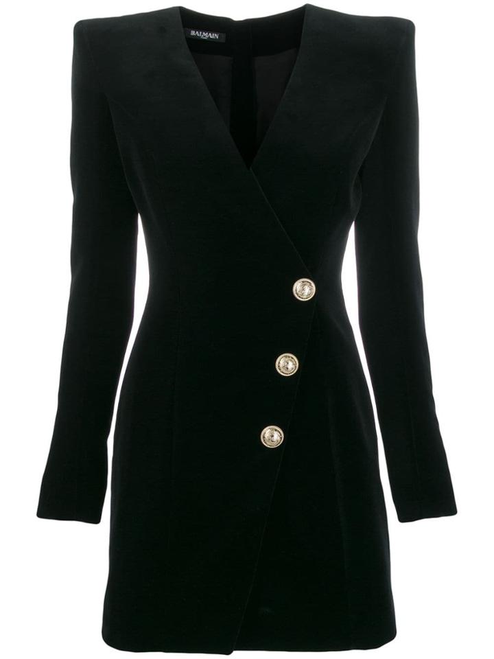 Balmain Velvet Fitted Mini Dress - Black