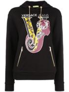 Versace Jeans Logo Hooded Sweatshirt - Black