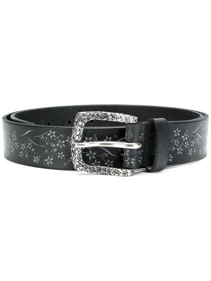 Orciani Floral Printed Medium Width Belt - Black