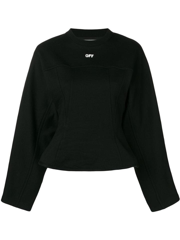 Off-white Round Neck Silhouette Sweatshirt - Black