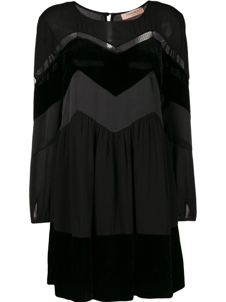 Twin-set Zig Zag Panel Mini Dress - Black