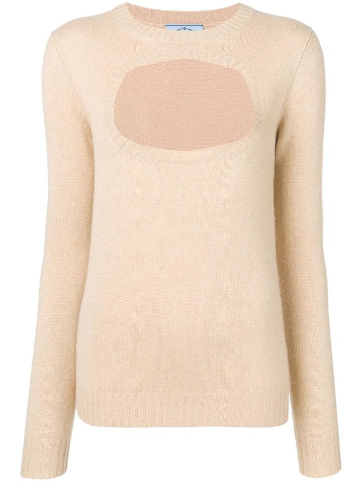 Prada Cashmere Cut Out Detailed Sweater - Neutrals