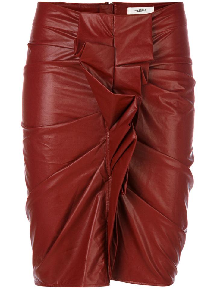 Isabel Marant Étoile - Gathered Detail Fitted Skirt - Women - Cotton/polyurethane/viscose - 40, Red, Cotton/polyurethane/viscose
