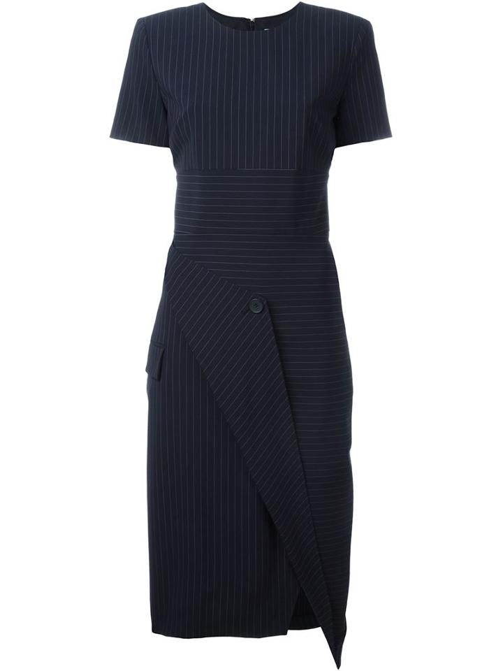 Dkny Asymmetric Pinstripe Dress