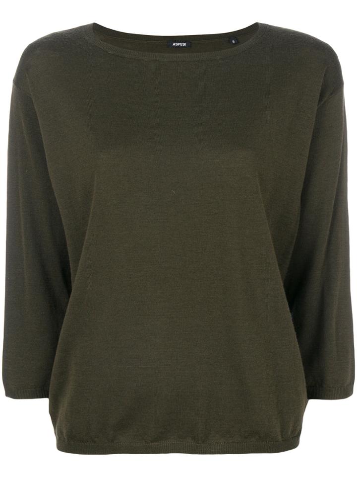 Aspesi Deep U-neck Jumper - Green