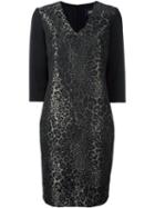 Cavalli Class Animalier Jacquard V-neck Dress, Women's, Size: 42, Black, Polyester/spandex/elastane/acetate