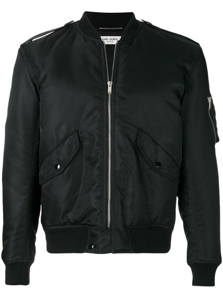 Saint Laurent Padded Bomber Jacket - Black