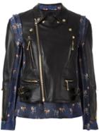 Undercover Panelled Leather Jacket, Women's, Size: 3, Black, Sheep Skin/shearling/wool/cupro