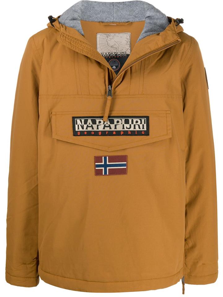 Napapijri Pullover Logo Patch Jacket - Brown