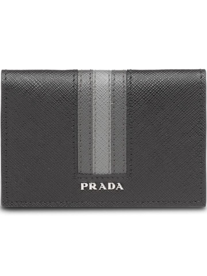 Prada Striped Wallet - Black