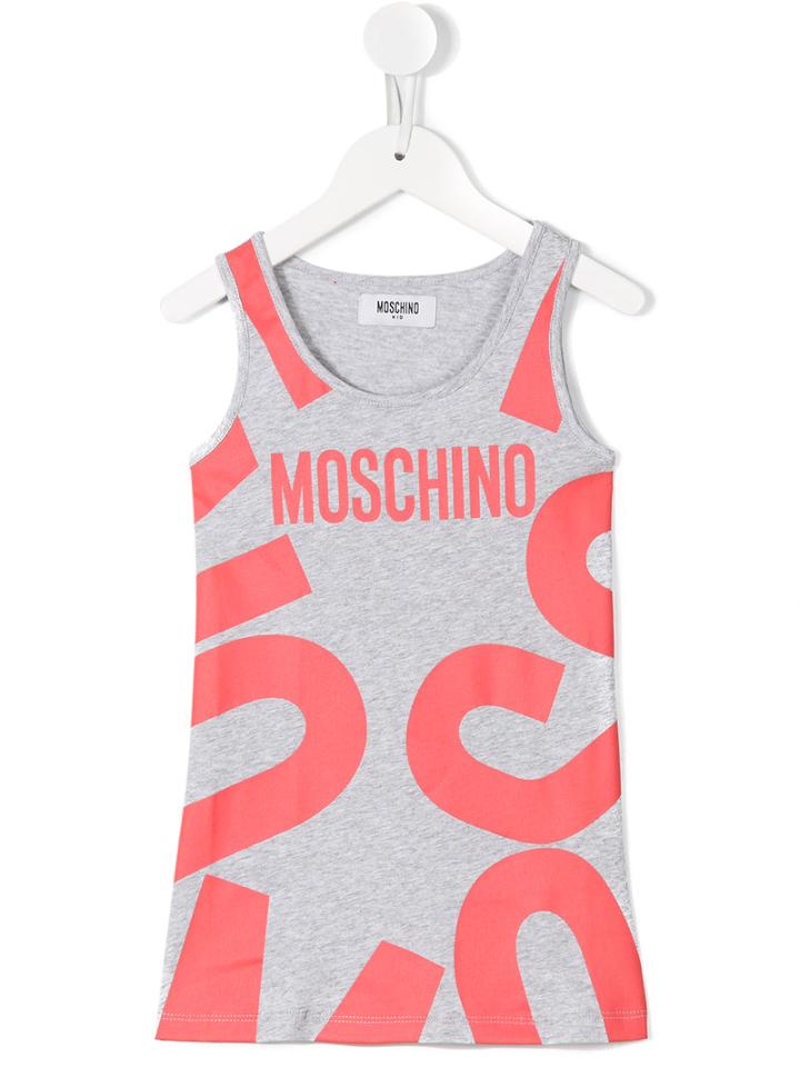 Moschino Kids Logo Print Tank Top, Toddler Girl's, Size: 5 Yrs, Grey