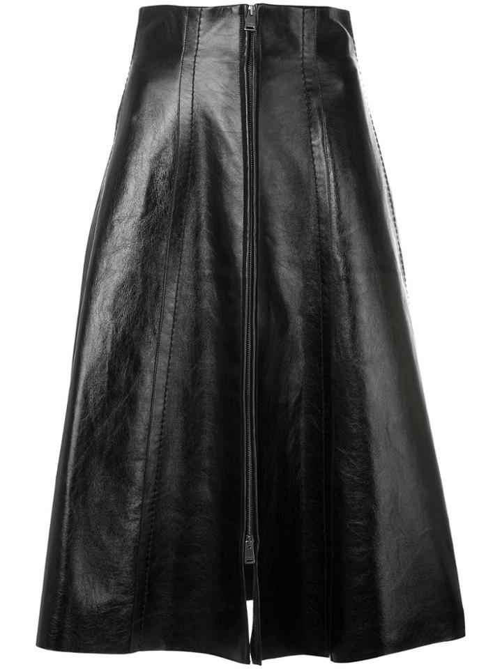 Fendi Zip Front Midi Skirt - Black