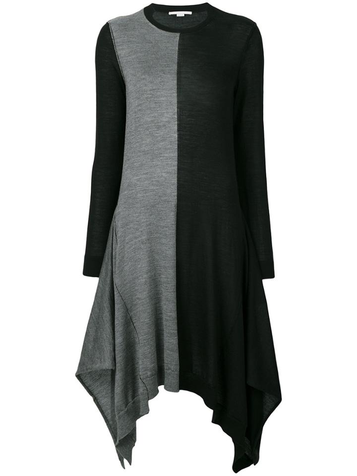 Stella Mccartney Colour Block Asymmetric Knit Dress - Black