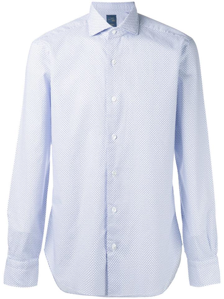 Barba Checked Shirt, Men's, Size: 43, Blue, Cotton