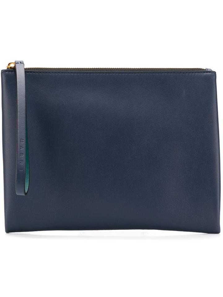 Marni Logo Bicolour Clutch - Blue