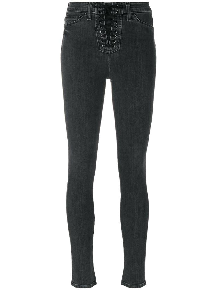 Hudson Lace Up Front Stretch Skinny Jeans - Black