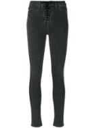 Hudson Lace Up Front Stretch Skinny Jeans - Black
