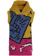Burberry Poster Graphic Fleece Jacquard Sleeveless Hoodie - Yellow &